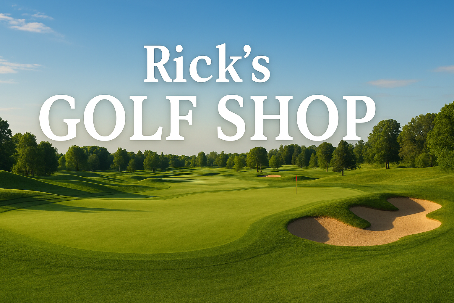 Rick's Golf Shop banner with clean golf course landscape